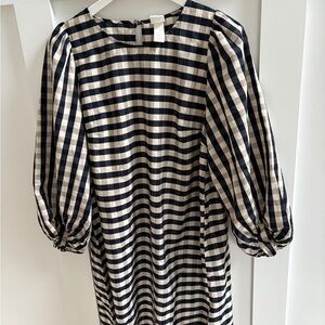 H&M Gingham Long Puff Sleeves Tunic Style Dress